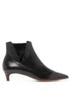 Matchesfashion.com Rupert Sanderson - Fairview Side Slit Kitten Heel Leather Boots - Womens - Black