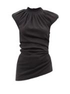 The Attico - Padded-shoulder Cotton-jersey Top - Womens - Black