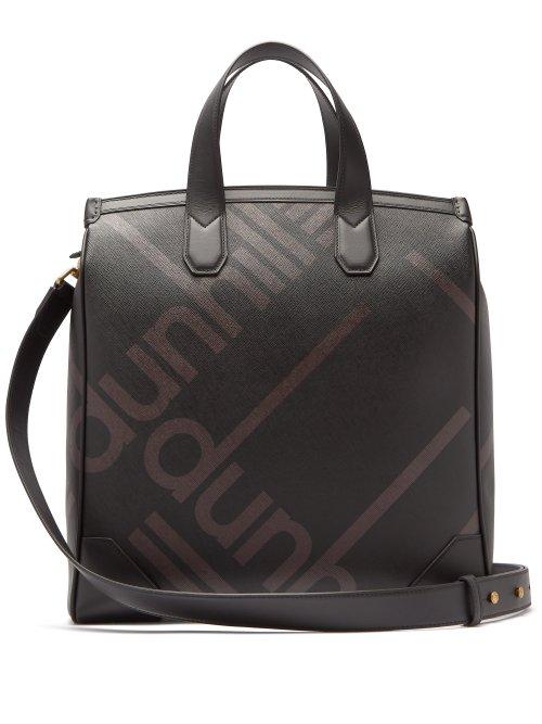 Matchesfashion.com Dunhill - Logo Print Faux Leather Tote - Mens - Black