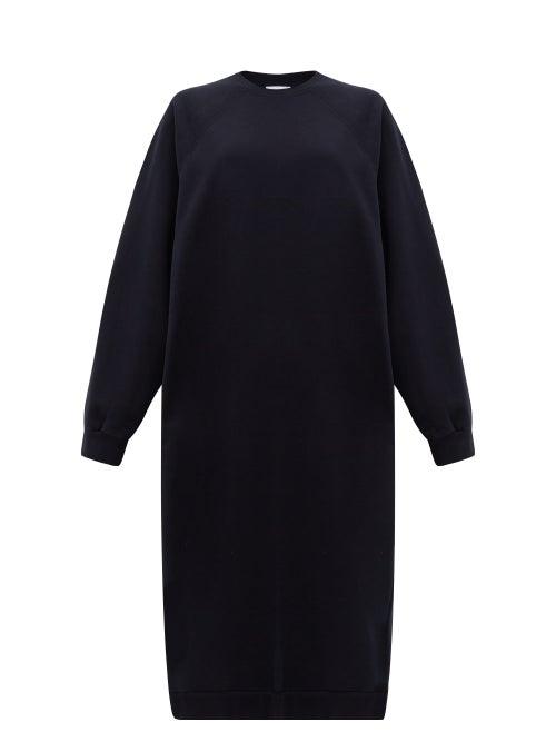 Matchesfashion.com Raey - Organic And Recycled-yarn Cotton-blend Dress - Womens - Navy