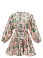 Ladies Beachwear Rhode - Ella Floral-print Cotton Mini Dress - Womens - Pink