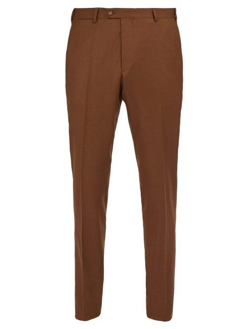 Matchesfashion.com Officine Gnrale - Paul Wool Flannel Trousers - Mens - Brown