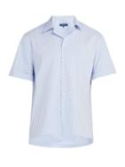 Matchesfashion.com Frescobol Carioca - Camp Collar Seersucker Shirt - Mens - Blue