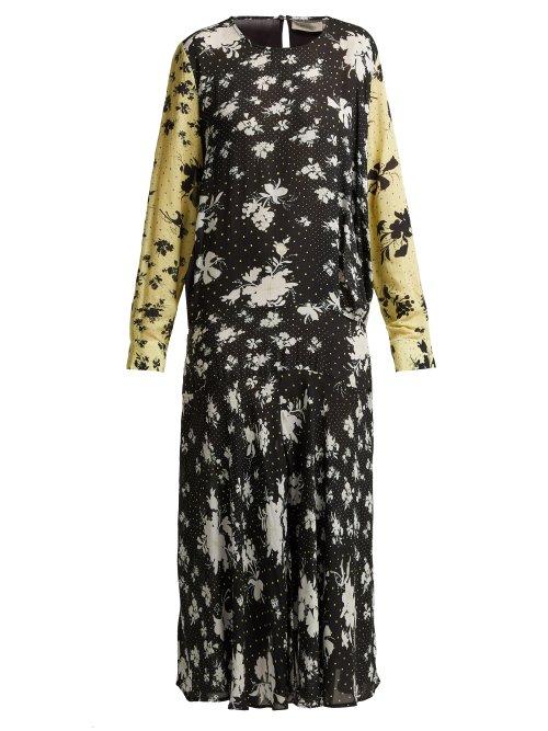 Matchesfashion.com Preen Line - Marin Floral Print Drop Waist Midi Dress - Womens - Black Multi