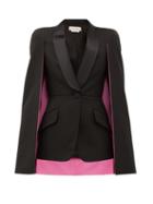 Matchesfashion.com Alexander Mcqueen - Cape-sleeve Single-breasted Wool-blend Jacket - Womens - Black