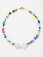 Joolz By Martha Calvo - Mykonos Pearl, Bead & 14kt Gold-plated Necklace - Womens - Blue Multi