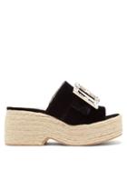 Matchesfashion.com Roger Vivier - Crystal-buckle Velvet Espadrille Mules - Womens - Black