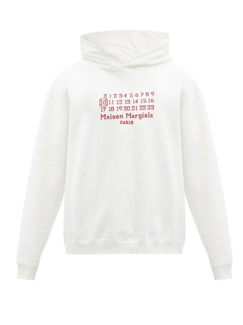 Matchesfashion.com Maison Margiela - Logo-embroidered Cotton-jersey Hooded Sweatshirt - Mens - White