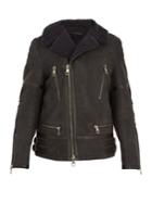 Neil Barrett Contrast-collar Leather Jacket