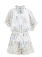 Matchesfashion.com Juliet Dunn - Floral-print Cotton-voile Mini Dress - Womens - Blue White