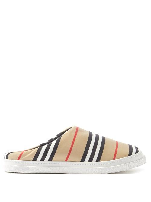 Burberry - Icon-stripe Nylon Slippers - Womens - Beige