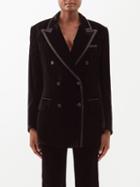 Tom Ford - Double-breasted Velvet Suit Jacket - Womens - Black