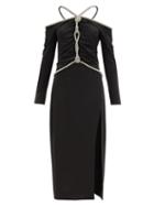 Matchesfashion.com Altuzarra - Natsuko Crystal-rope Ruched Jersey Midi Dress - Womens - Black