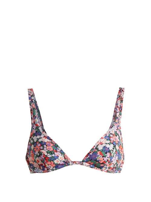 Matchesfashion.com Ephemera - Liberty Classic Underwired Triangle Bikini Top - Womens - Blue Multi