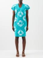 Pippa Holt - Tie-dyed Cotton Kaftan Dress - Womens - Green White
