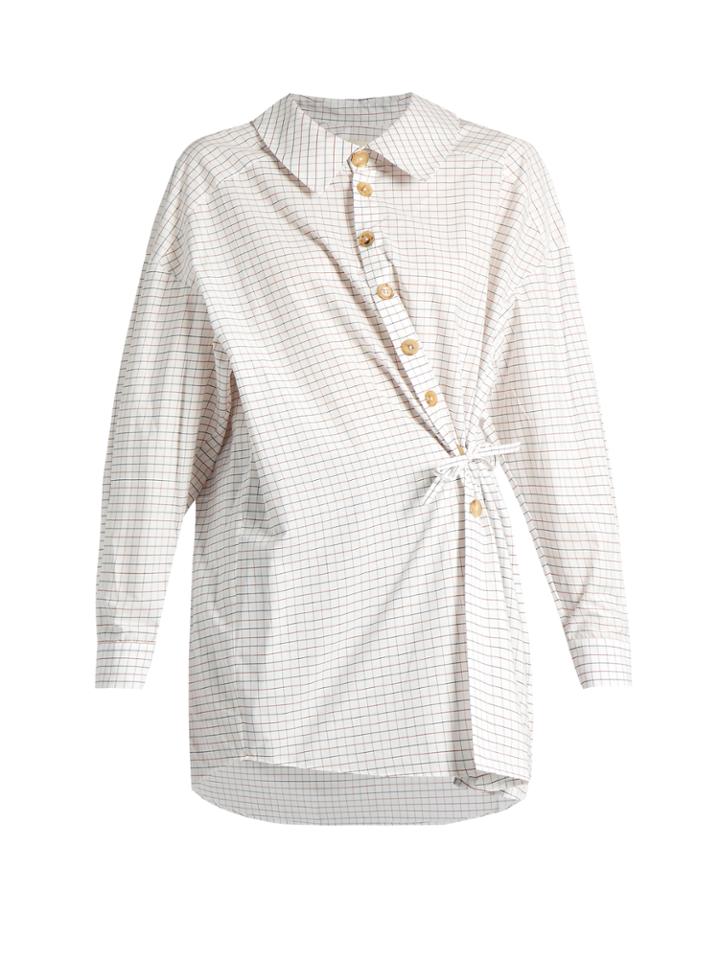 A.w.a.k.e. Wrap-effect Checked Cotton Shirt