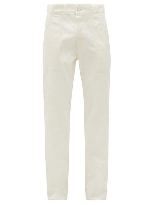 Matchesfashion.com Holiday Boileau - Bush Logo-patch Cotton Straight-leg Trousers - Mens - White
