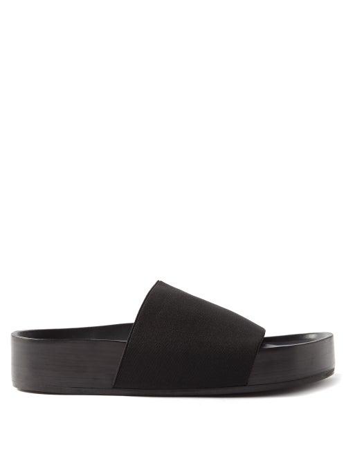 Co - Elasticated-strap Rubber Slides - Womens - Black