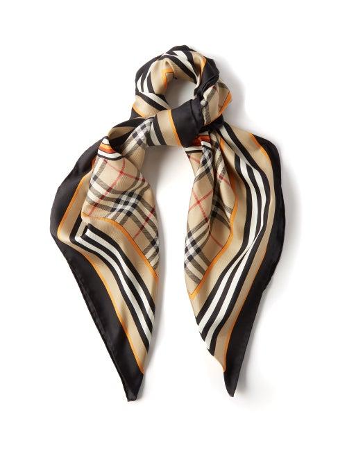Burberry - Check Silk-twill Scarf - Womens - Beige Multi