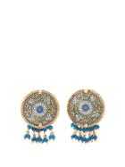 Matchesfashion.com Rosantica By Michela Panero - Sicilia Beaded Tile Clip Earrings - Womens - Blue Multi