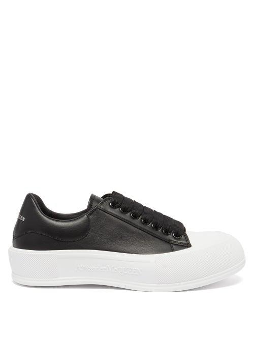 Alexander Mcqueen - Foiled-logo Leather Trainers - Mens - Black