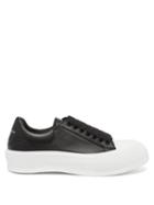 Alexander Mcqueen - Foiled-logo Leather Trainers - Mens - Black