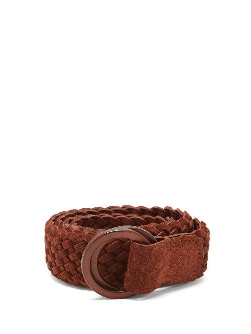 Matchesfashion.com Anderson's - Woven Suede Belt - Mens - Brown