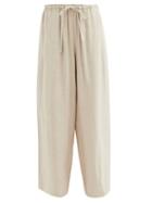 Matchesfashion.com Raey - Drawstring-waist Linen-blend Chino Trousers - Womens - Light Beige