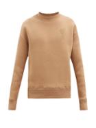 Matchesfashion.com Ami - Ami De Coeur-embroidered Cotton-blend Sweatshirt - Mens - Beige