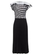 Matchesfashion.com Mm6 Maison Margiela - Polka-dot Pleated Crepe Dress - Womens - Black Grey