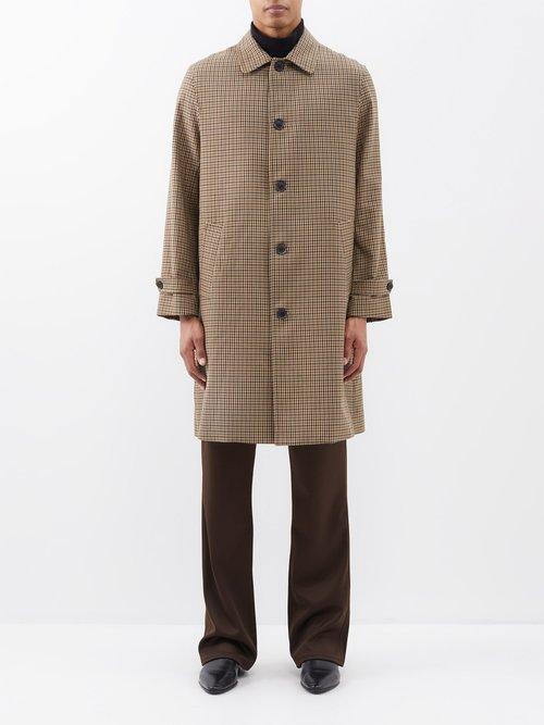 Nili Lotan - Merlin Houndstooth-check Twill Overcoat - Mens - Beige