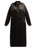 Matchesfashion.com Jil Sander - Groove Double Breasted Satin Duster Coat - Womens - Black