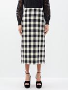 Gucci - Checked Wool Midi Skirt - Womens - Black Cream