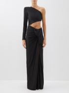 Saint Laurent - Asymmetric Cutout Jersey Gown - Womens - Black