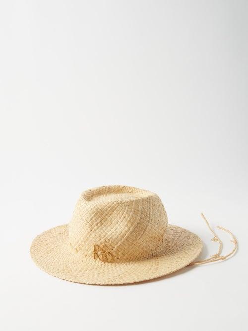 Ruslan Baginskiy - Charm-trim Straw Fedora Hat - Womens - Natural