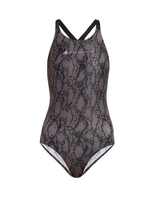 Matchesfashion.com Adidas By Stella Mccartney - Snake Print Racerback Swimsuit - Womens - Black Print