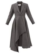 Alexander Mcqueen - Draped Belted Wool-blend Felt Coat - Womens - Dark Grey