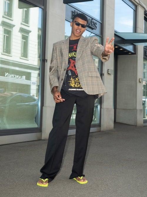 Vetements - Logo-embroidered Check Wool-blend Suit Jacket - Mens - Beige