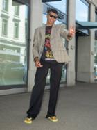 Vetements - Logo-embroidered Check Wool-blend Suit Jacket - Mens - Beige