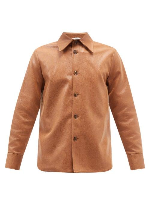 Sfr - Millie Faux-leather Shirt Jacket - Mens - Light Brown