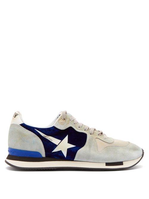 Matchesfashion.com Golden Goose Deluxe Brand - Running Suede And Velvet Trainers - Womens - Blue Multi