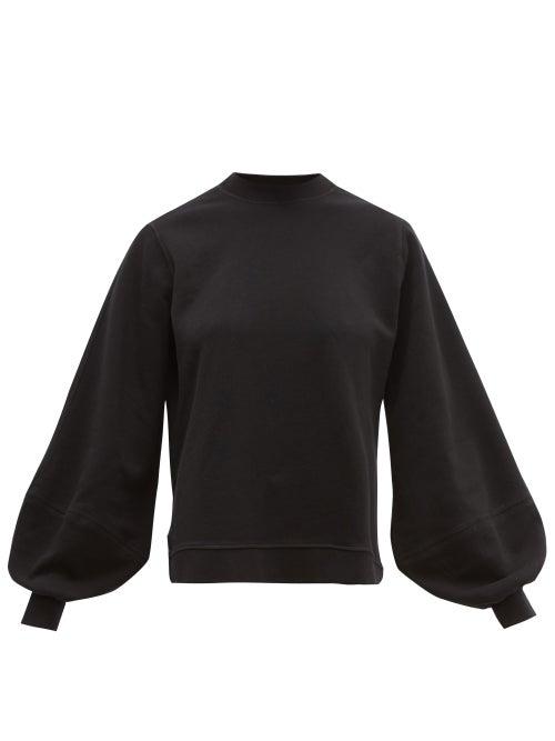 Matchesfashion.com Ganni - Isoli Balloon Sleeve Cotton Sweatshirt - Womens - Black