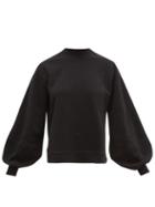 Matchesfashion.com Ganni - Isoli Balloon Sleeve Cotton Sweatshirt - Womens - Black
