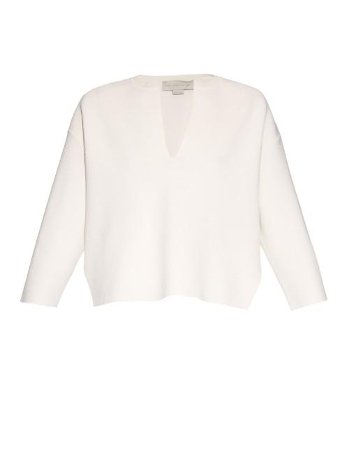 Stella Mccartney Sculptural Front Cutaway Wool-blend Top
