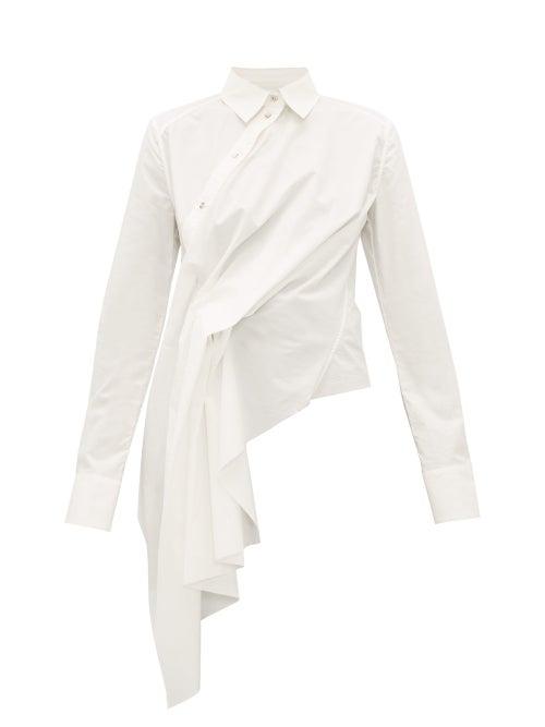 Matchesfashion.com Marques'almeida - Draped Asymmetric Poplin Shirt - Womens - White