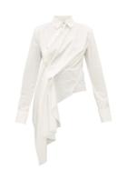 Matchesfashion.com Marques'almeida - Draped Asymmetric Poplin Shirt - Womens - White