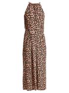 Raey Gathered-halterneck Ditsy-print Silk Dress