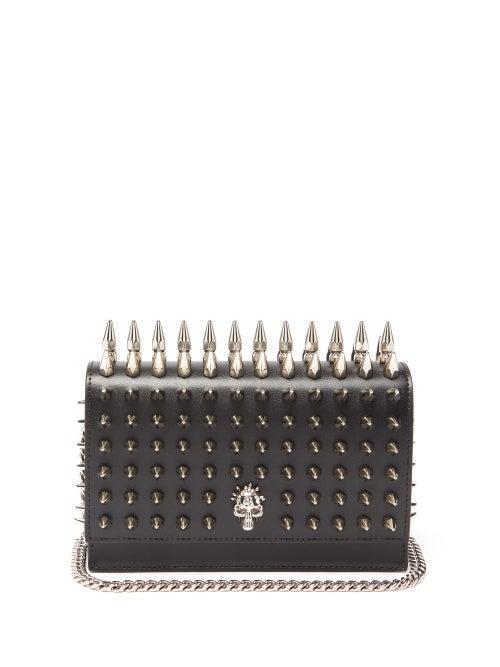 Alexander Mcqueen - Skull Spiked Leather Shoulder Bag - Womens - Black