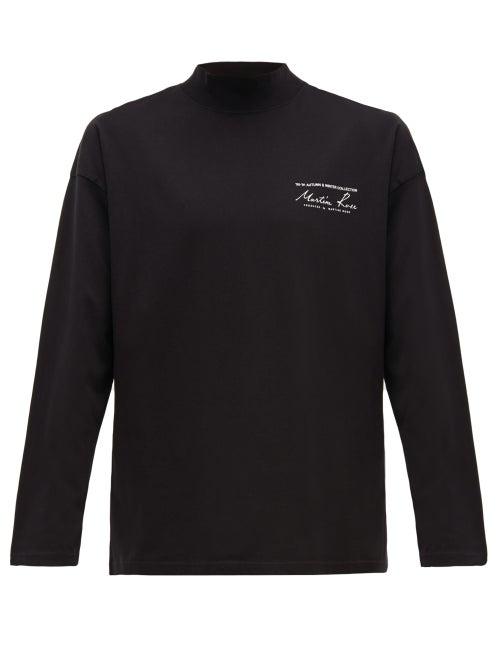 Matchesfashion.com Martine Rose - Logo Print Long Sleeve Cotton Jersey T Shirt - Mens - Black