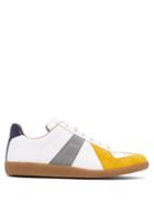 Matchesfashion.com Maison Margiela - Replica Suede Panel Low Top Leather Trainers - Mens - White Multi
